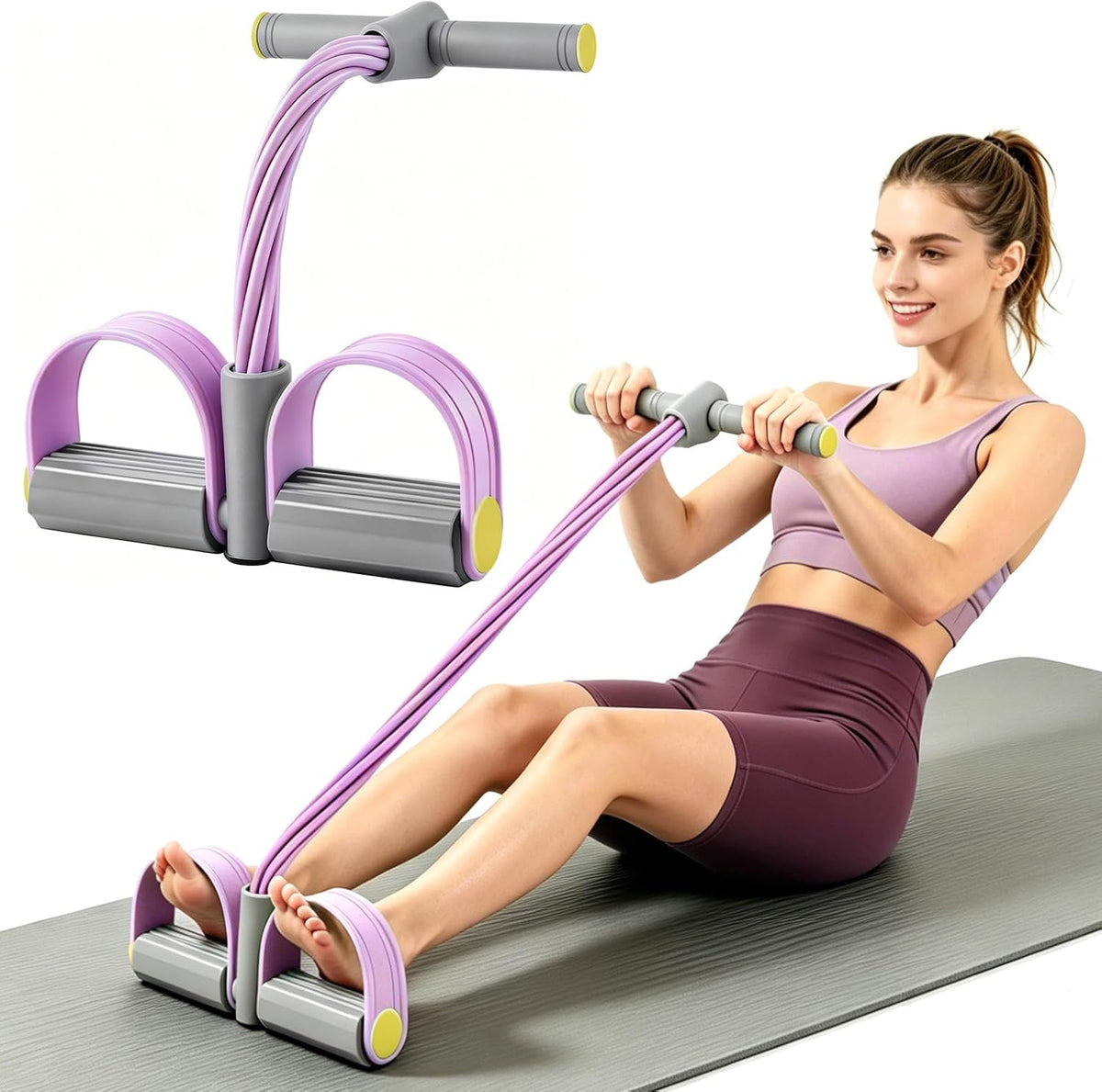 6-Tube Resistance Band Yoga Pedal Puller, Natural Latex