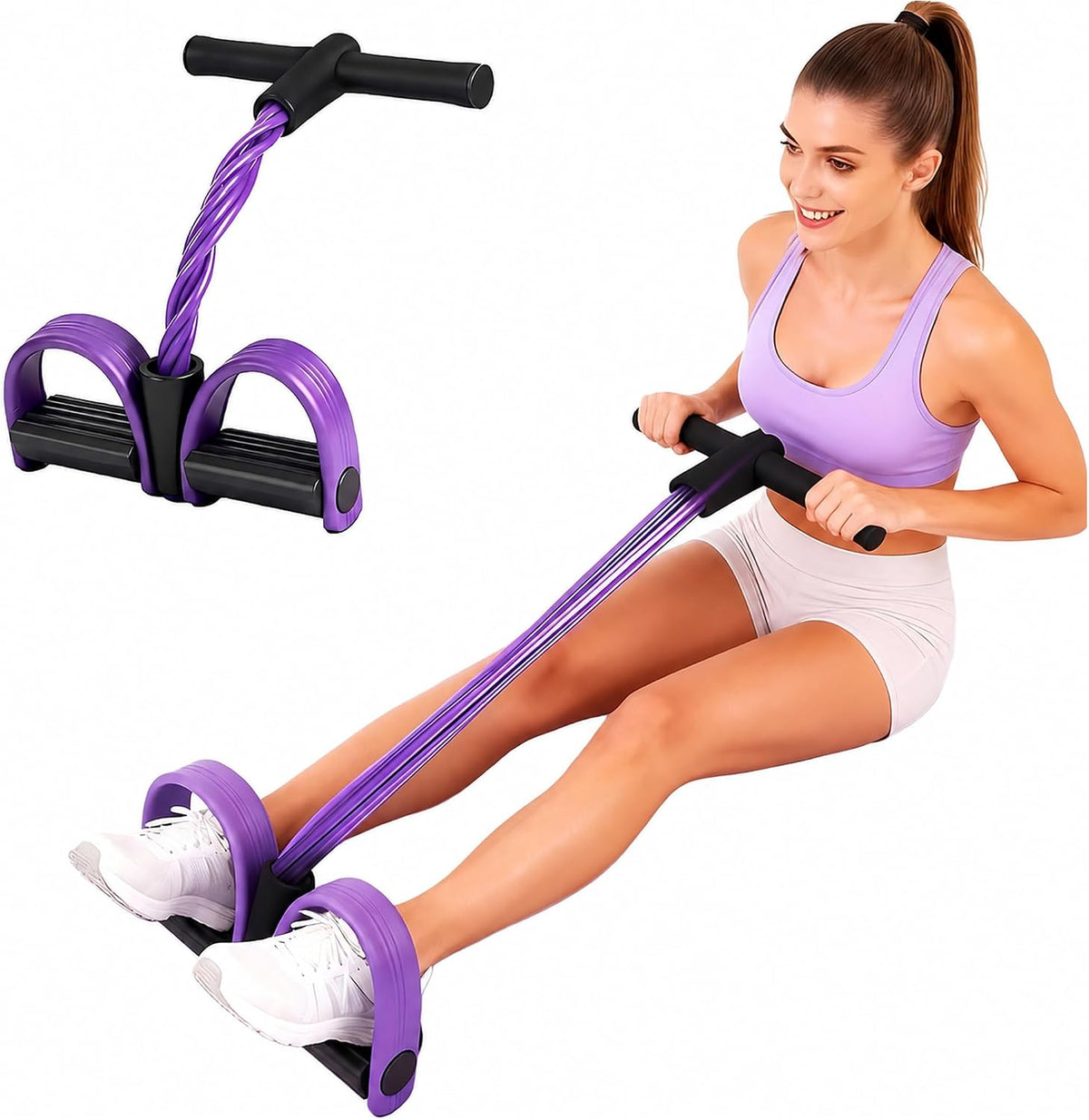 6-Tube Resistance Band Yoga Pedal Puller, Natural Latex