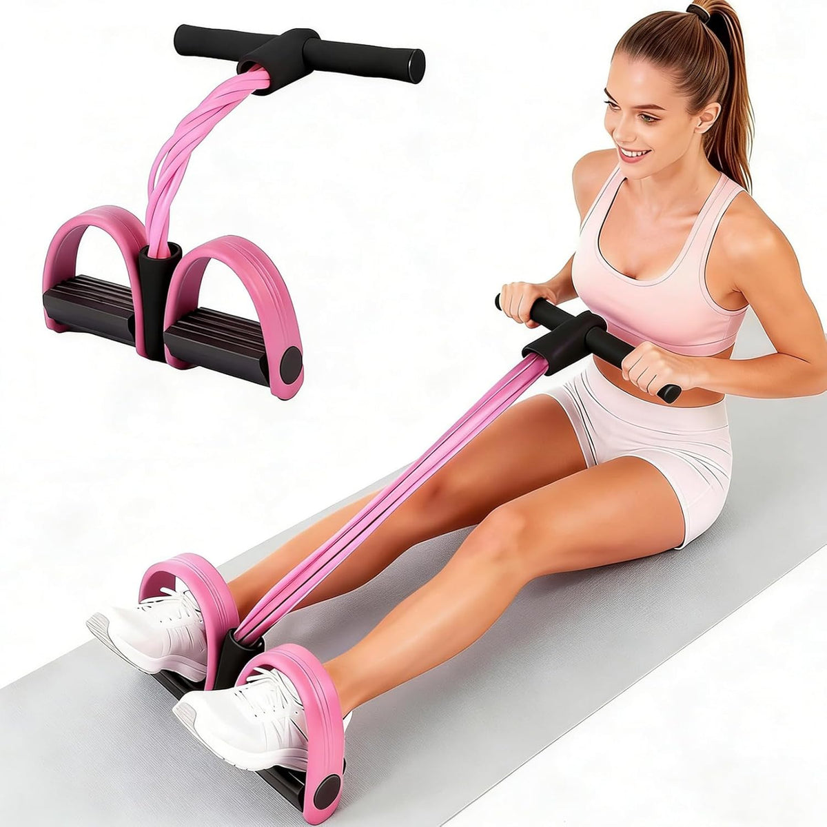 6-Tube Resistance Band Yoga Pedal Puller, Natural Latex